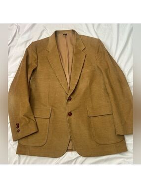 VTG Sears The Corduroy Collection Camel Brown Mens 2 Button Blazer Jacket Sz 44